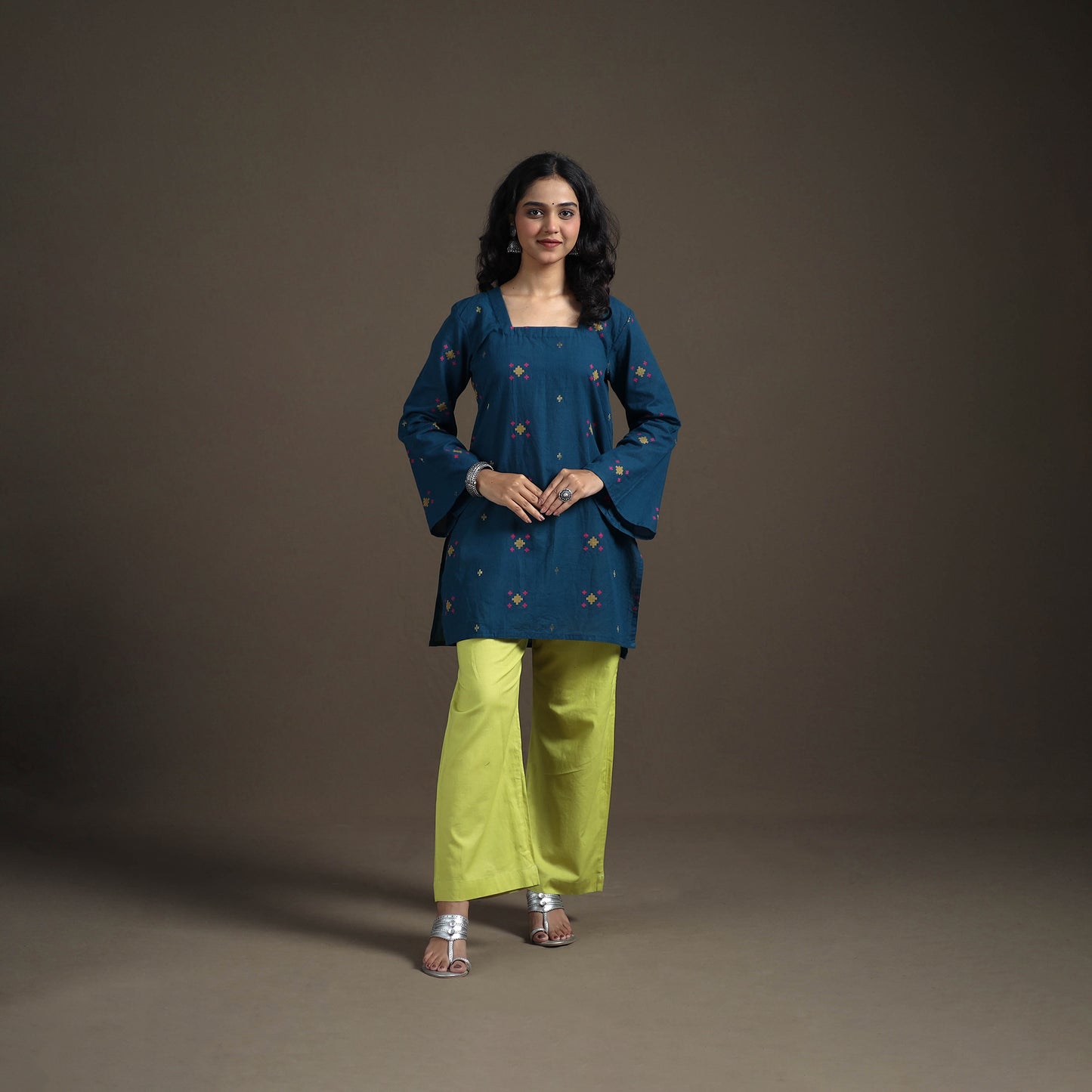 Jacquard Cotton Short Kurta for Women 11