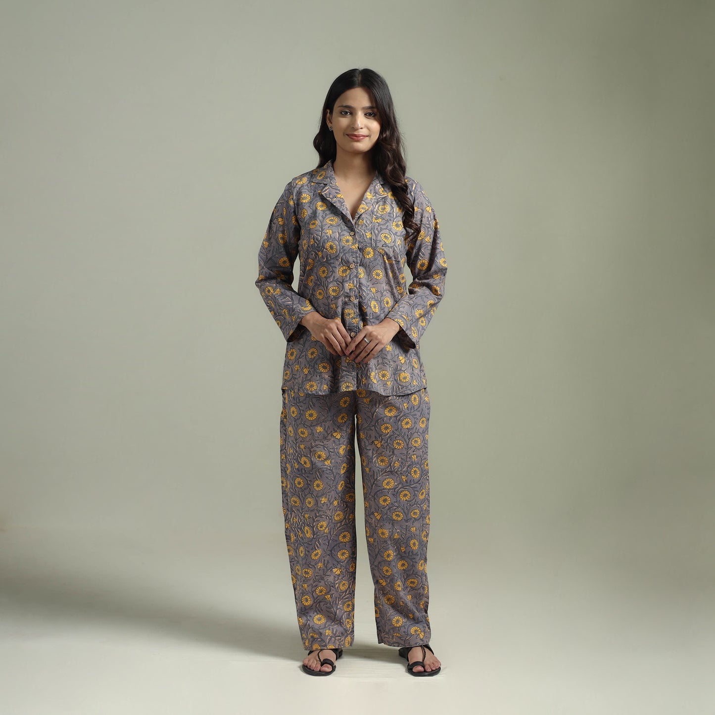 Sanganeri Floral Printed Cotton Night Suit for Women 19
