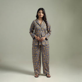 Sanganeri Floral Printed Cotton Night Suit for Women 19