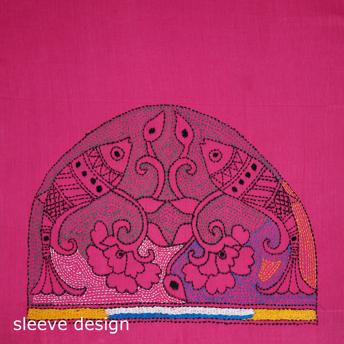 Bengal Kantha Hand Embroidered Cotton Blouse Piece 95