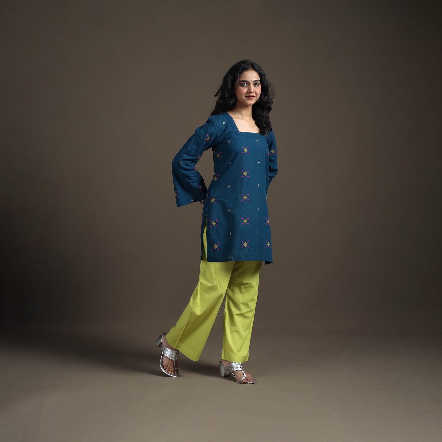 Jacquard Cotton Short Kurta for Women 11