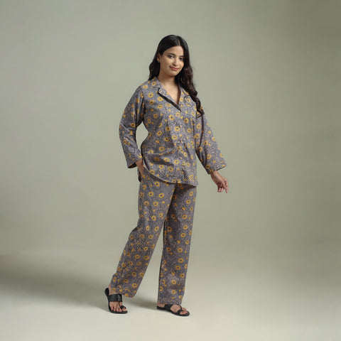 Sanganeri Floral Printed Cotton Night Suit for Women 19