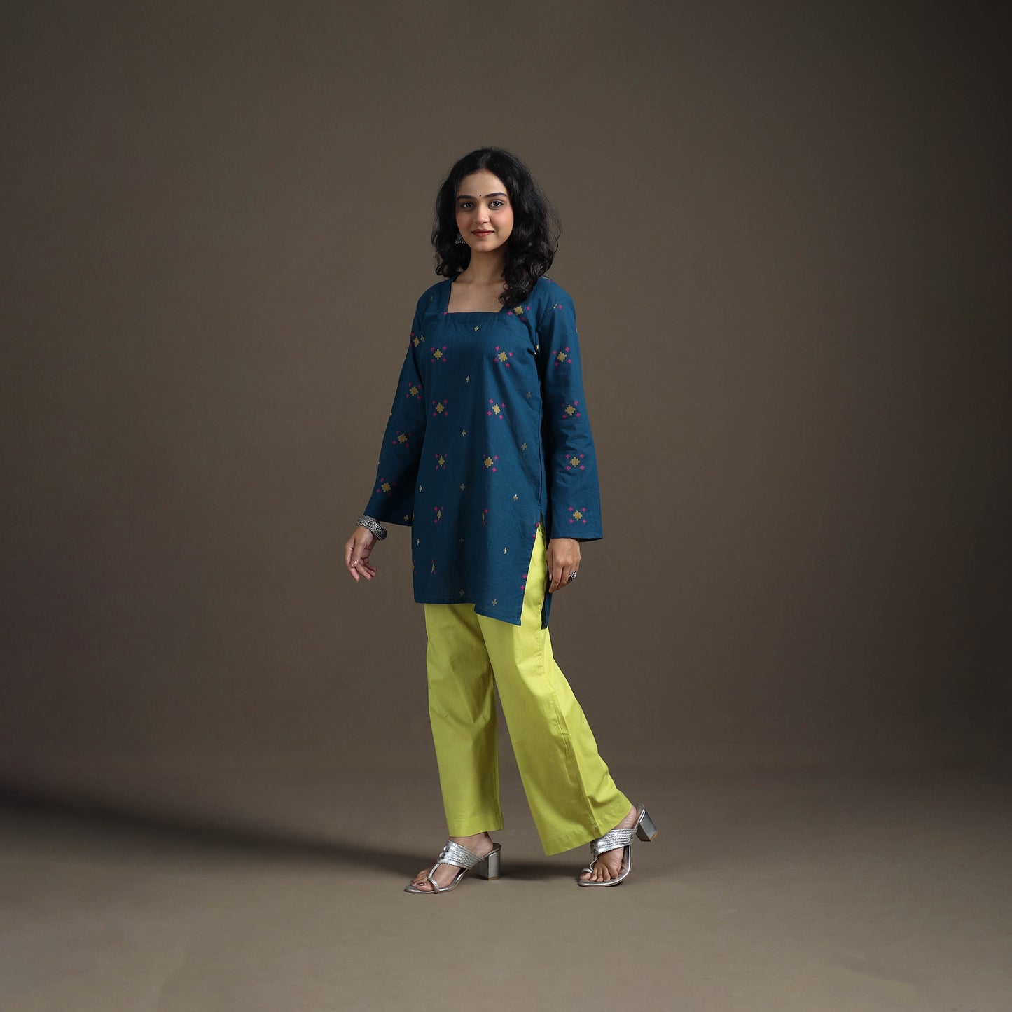 Jacquard Cotton Short Kurta for Women 11