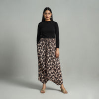 Black - Bagru Block Print Cotton Elasticated Harem Pant 09