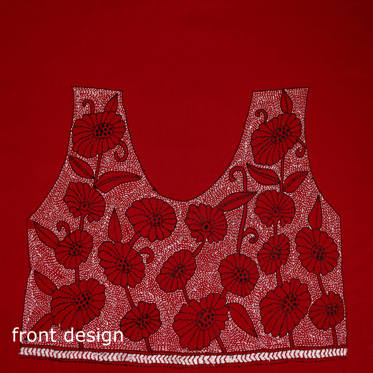 Bengal Kantha Hand Embroidered Cotton Blouse Piece 94