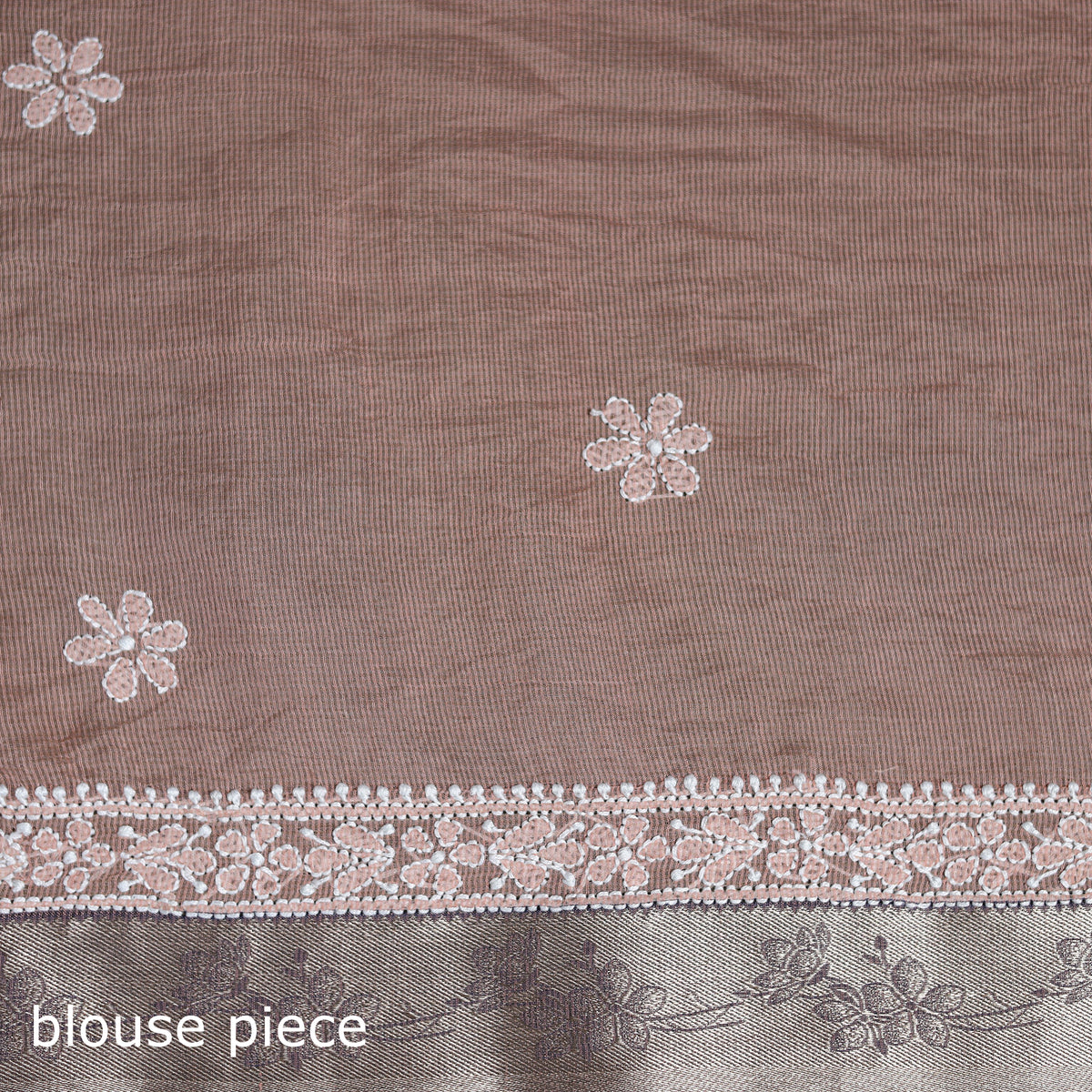 Hand Embroidered Kota Doria Cotton Lucknowi Chikankari Saree with Border 13