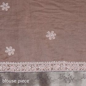 Hand Embroidered Kota Doria Cotton Lucknowi Chikankari Saree with Border 13