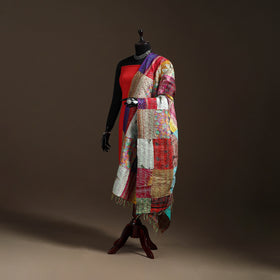 Bengal Hand Embroidery Patchwork Reversible Silk Kantha Dupatta 20