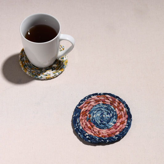 Upcycled Fabric Hand Braided Coaster 69