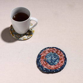  Upcycled Fabric Hand Braided Coaster 