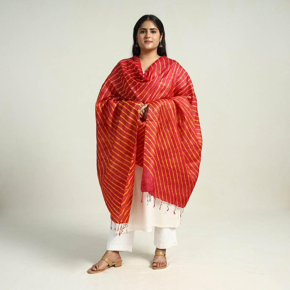 Traditional Tie & Dye Tussar Silk Leheriya Dupatta 30