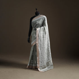 Hand Embroidered Kota Doria Cotton Lucknowi Chikankari Saree with Border 09