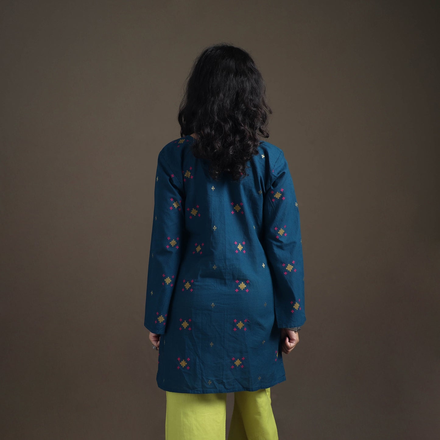 Jacquard Cotton Short Kurta for Women 11