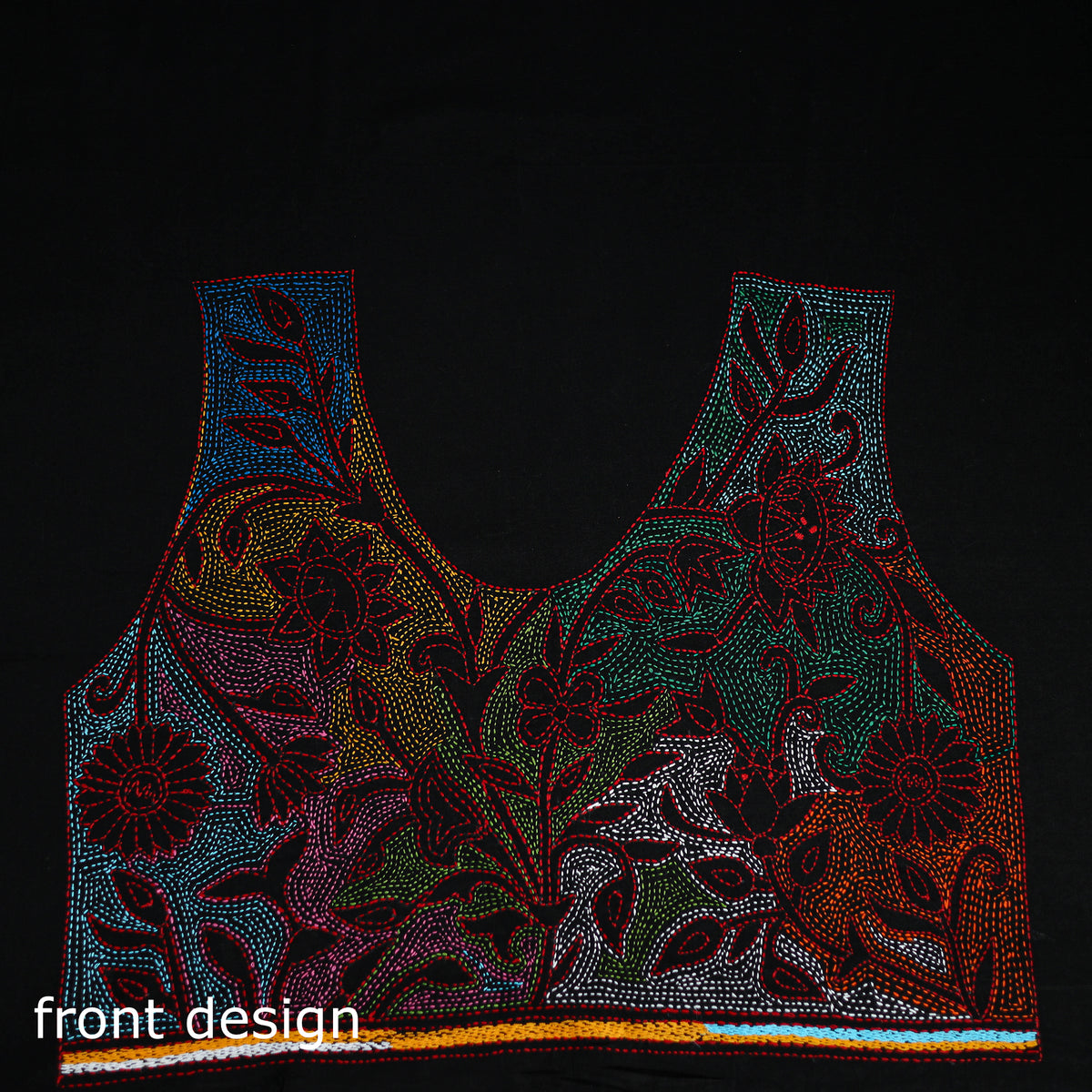 Bengal Kantha Hand Embroidered Cotton Blouse Piece 93