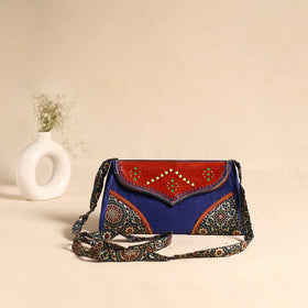 Traditional Kutch Patchwork Silk Leather Flap Sling Bag 27
