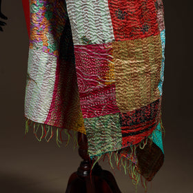 Bengal Hand Embroidery Patchwork Reversible Silk Kantha Dupatta 20