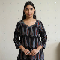 Black - Ajrakh Block Printed Cotton Straight Kurta 13