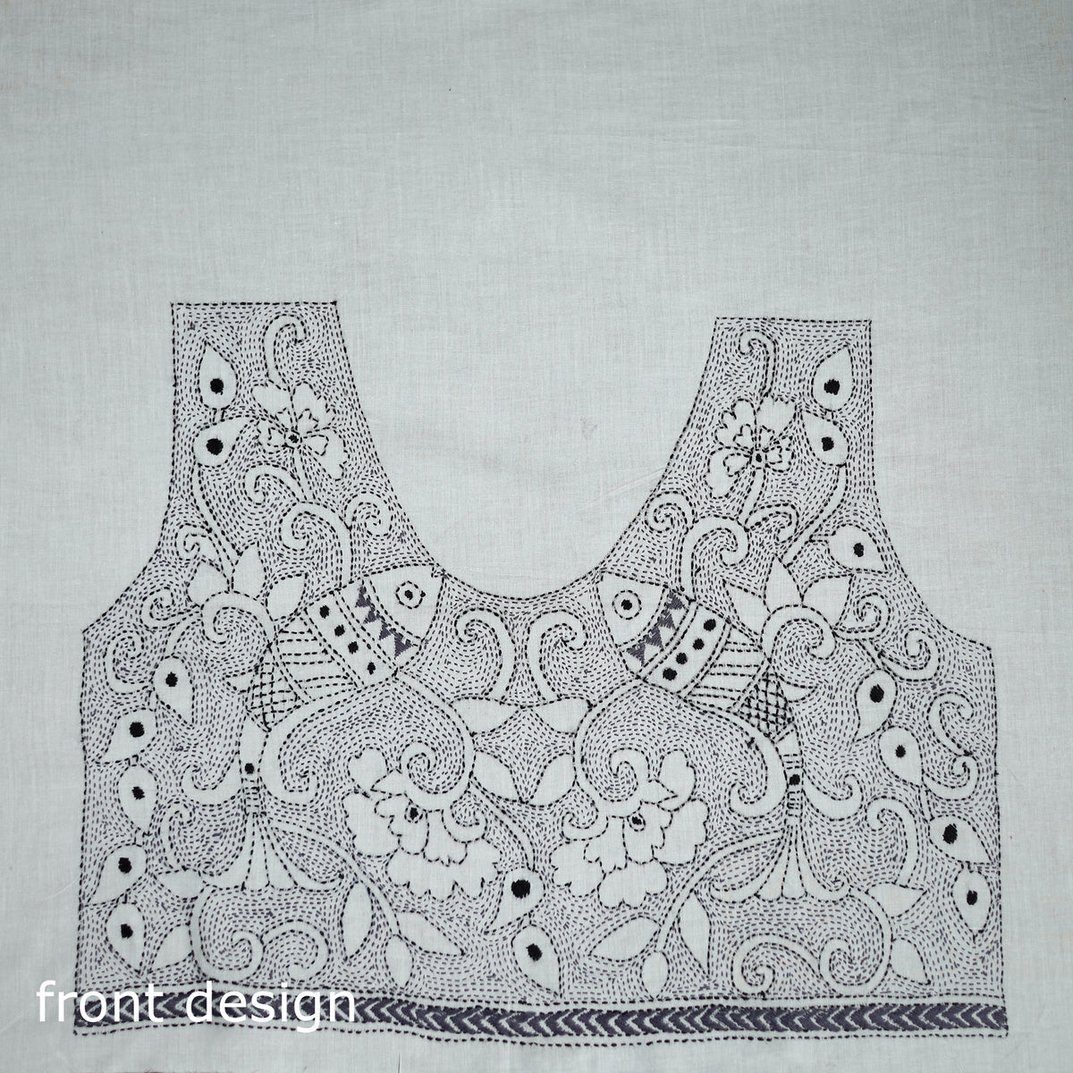 Bengal Kantha Hand Embroidered Cotton Blouse Piece 92