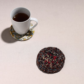  Upcycled Fabric Hand Braided Coaster 