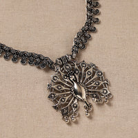 Antique Finish Oxidised White Metal Necklace 66