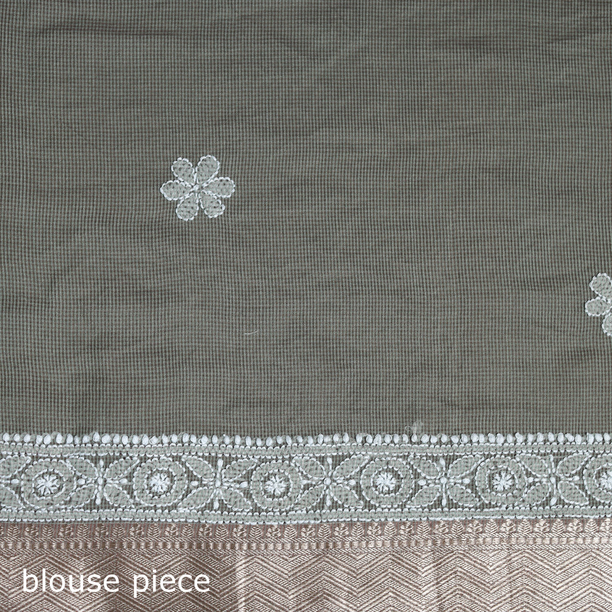 Hand Embroidered Kota Doria Cotton Lucknowi Chikankari Saree with Border 09