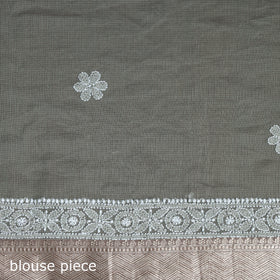 Hand Embroidered Kota Doria Cotton Lucknowi Chikankari Saree with Border 09