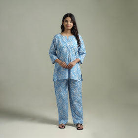 Sanganeri Floral Printed Cotton Night Suit for Women 12