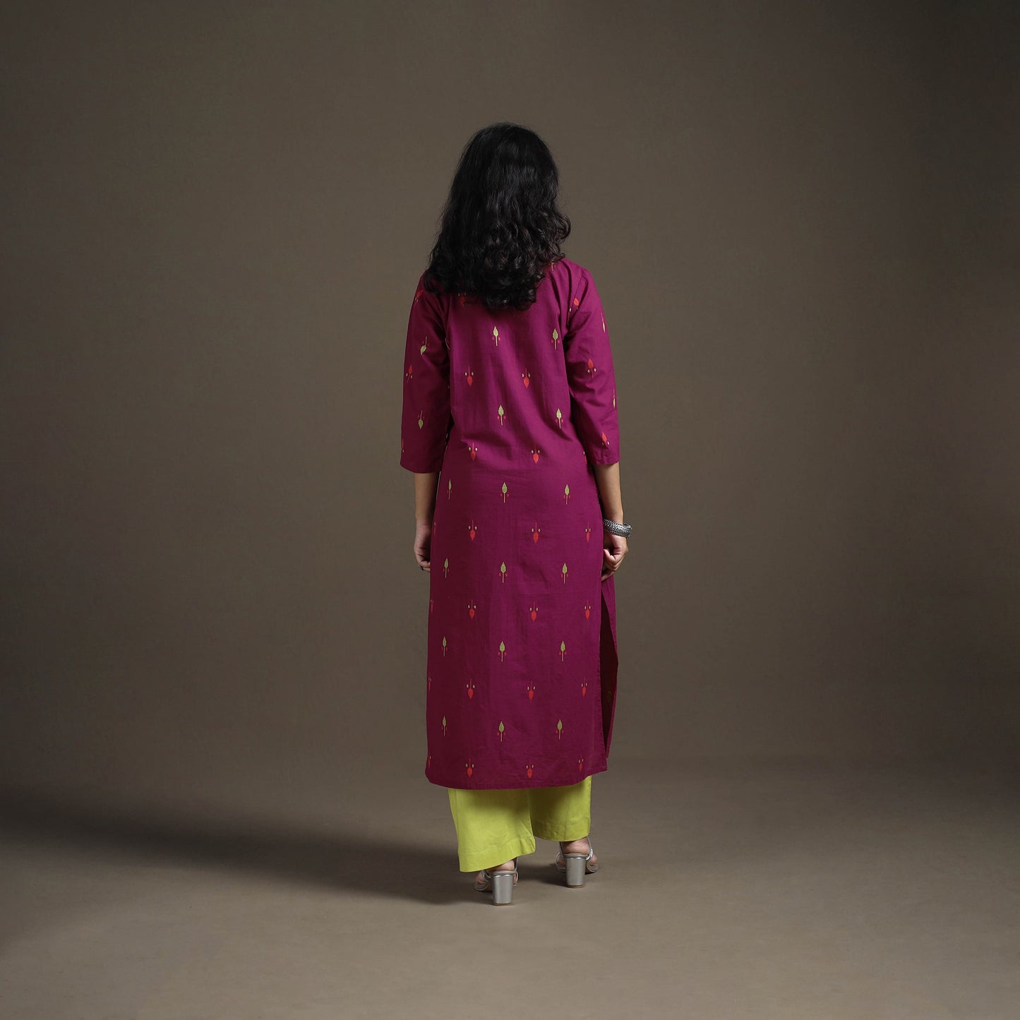 Jacquard Cotton Straight Long Kurta for Women 03