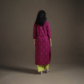 Jacquard Cotton Straight Long Kurta for Women 03