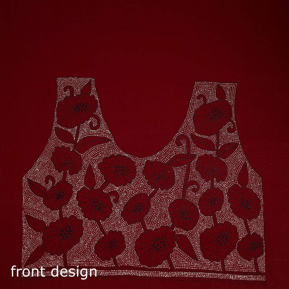 Bengal Kantha Hand Embroidered Cotton Blouse Piece 91