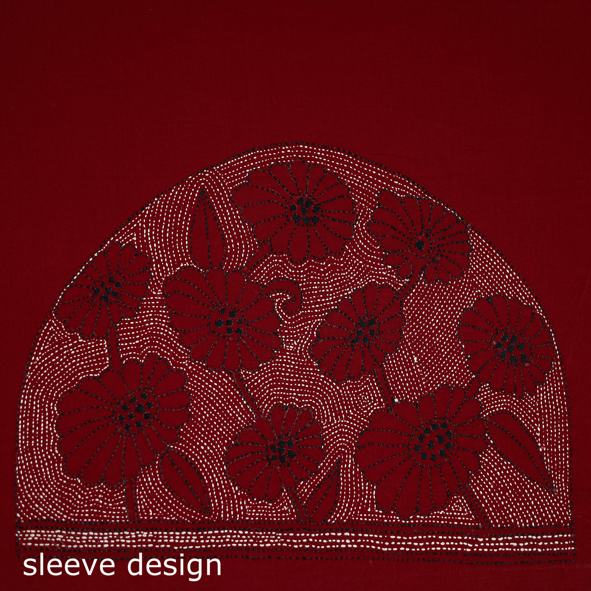 Bengal Kantha Hand Embroidered Cotton Blouse Piece 91