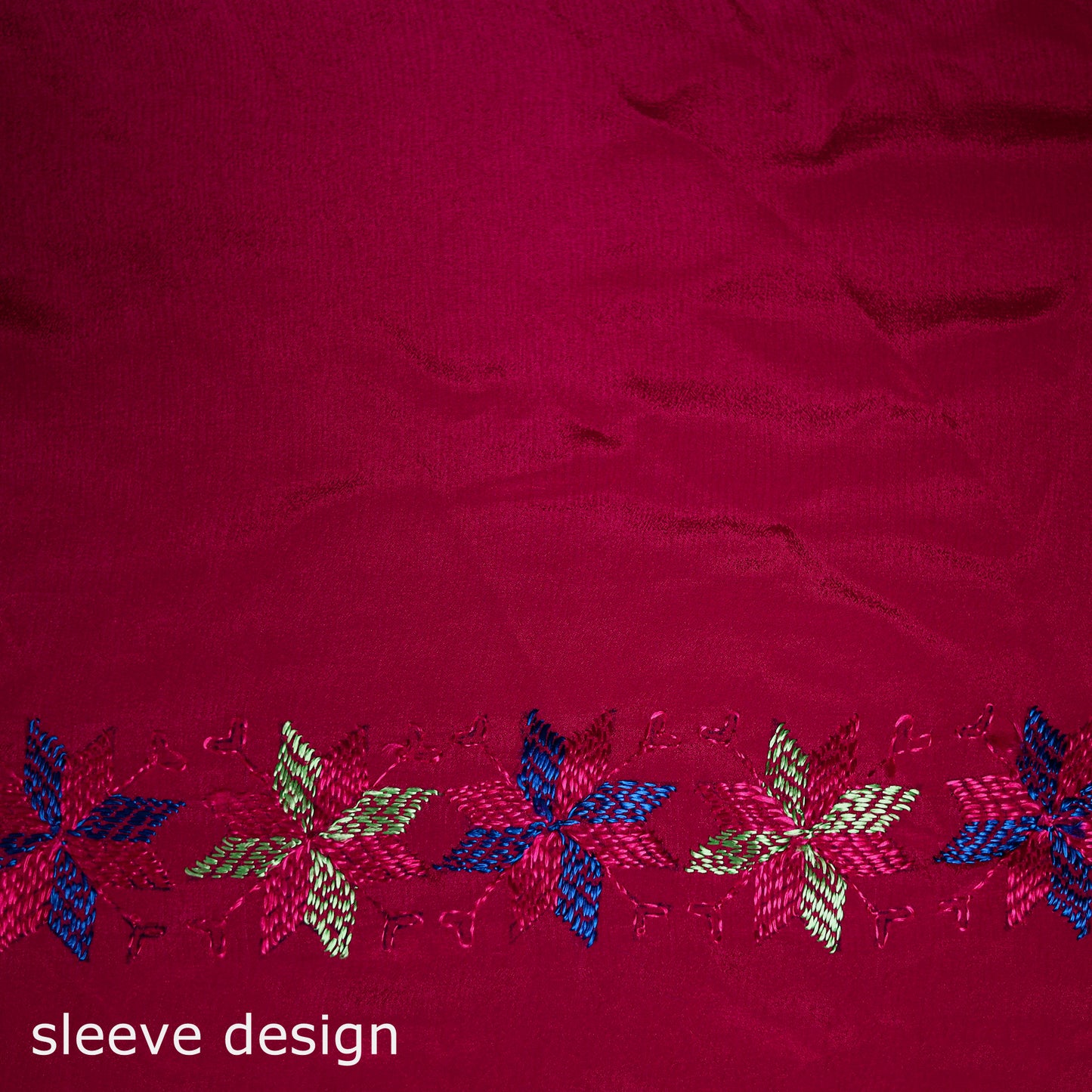 Chinon Silk Hand Embroidery Phulkari Saree 16