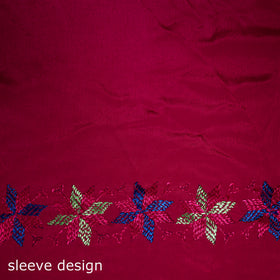Chinon Silk Hand Embroidery Phulkari Saree 16