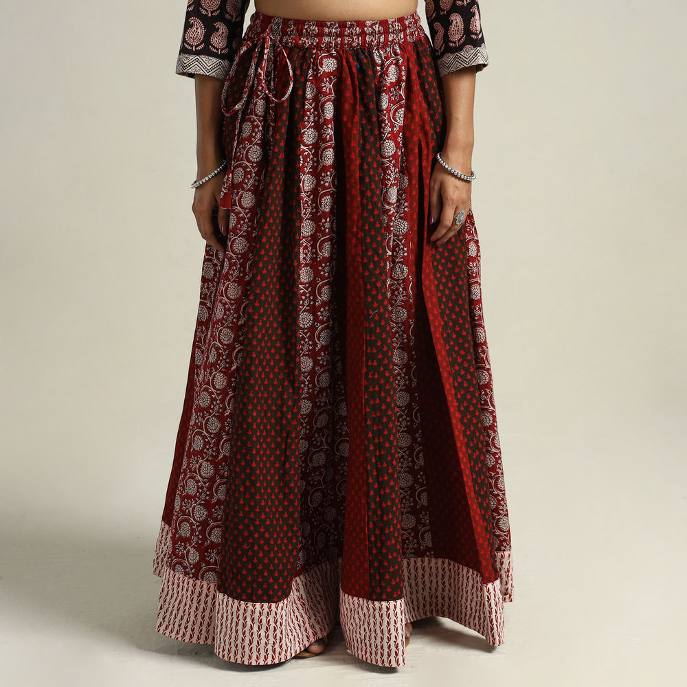 Bagh Block Printed Patchwork Cotton Long Skirt
