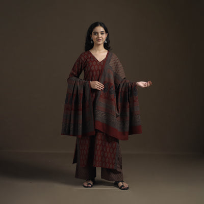 Natural Dyed Hand Block Bagh Print Cotton Suit Set with Dupatta for Women 31