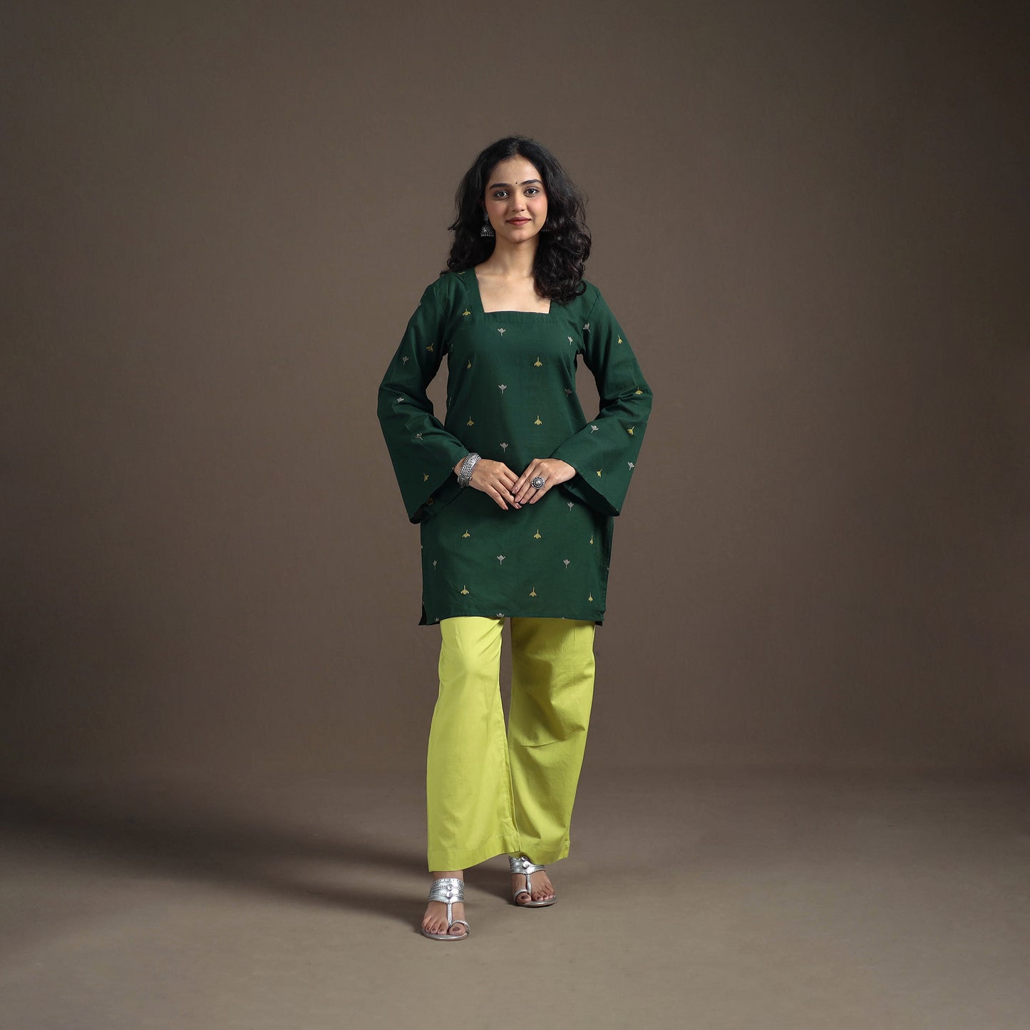 Jacquard Cotton Short Kurta for Women 08