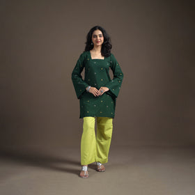 Jacquard Cotton Short Kurta for Women 08