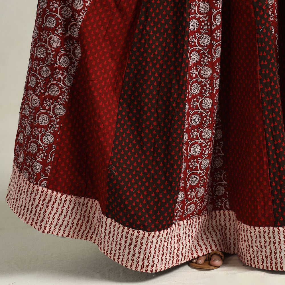 Bagh Block Printed Patchwork Cotton Long Skirt
