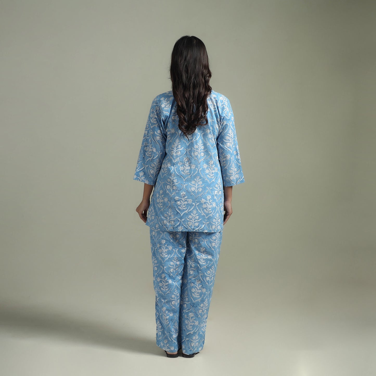 Sanganeri Floral Printed Cotton Night Suit for Women 12