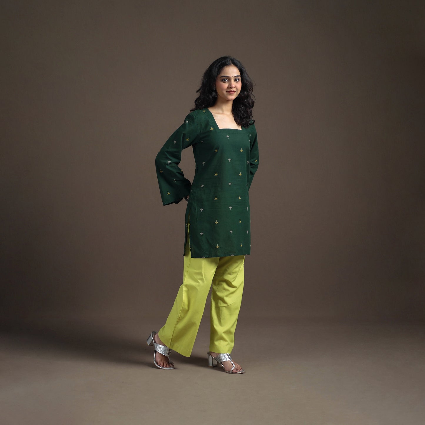 Jacquard Cotton Short Kurta for Women 08