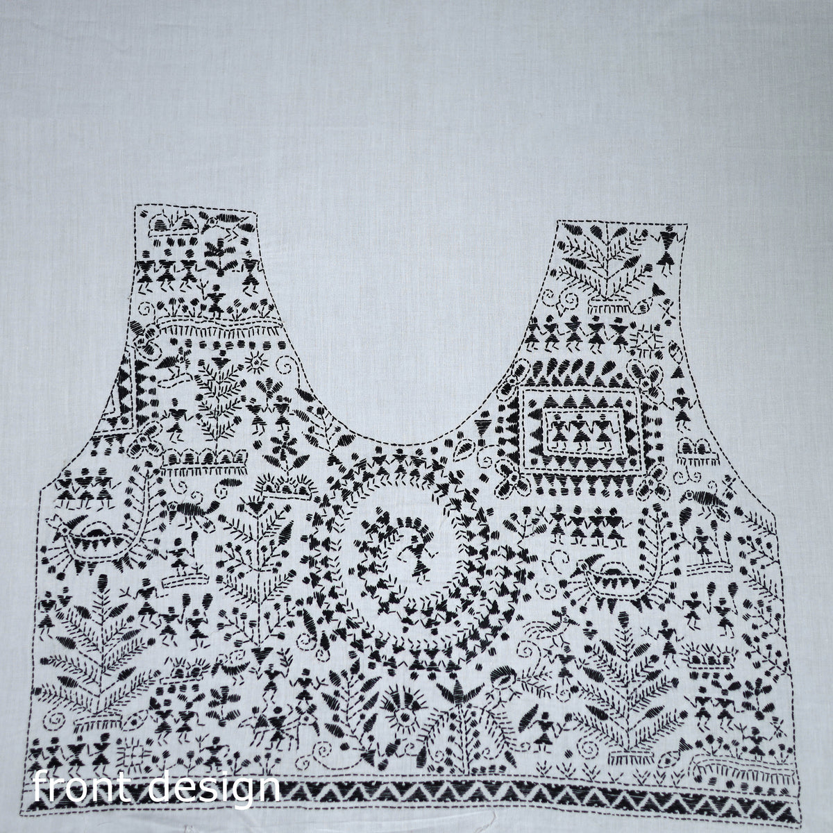Bengal Kantha Hand Embroidered Cotton Blouse Piece 89