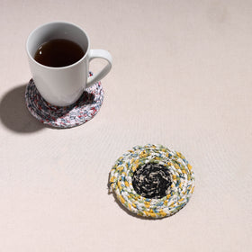  Upcycled Fabric Hand Braided Coaster 