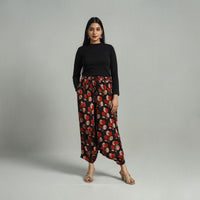 Black - Bagru Block Print Cotton Elasticated Harem Pant 11