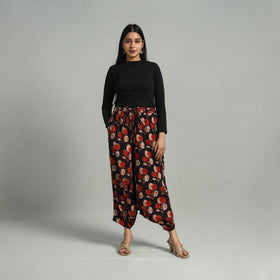Black - bagru cotton elasticated harem pant 11 - handcrafted