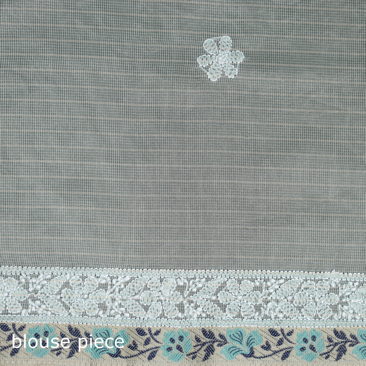 Hand Embroidered Kota Doria Cotton Lucknowi Chikankari Saree with Border 14
