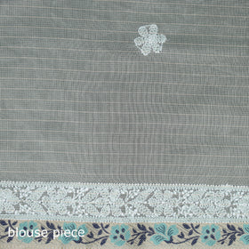 Hand Embroidered Kota Doria Cotton Lucknowi Chikankari Saree with Border 14