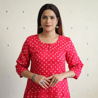 Pink - Bandhani Tie-Dye Cotton A-Line Kurta 05