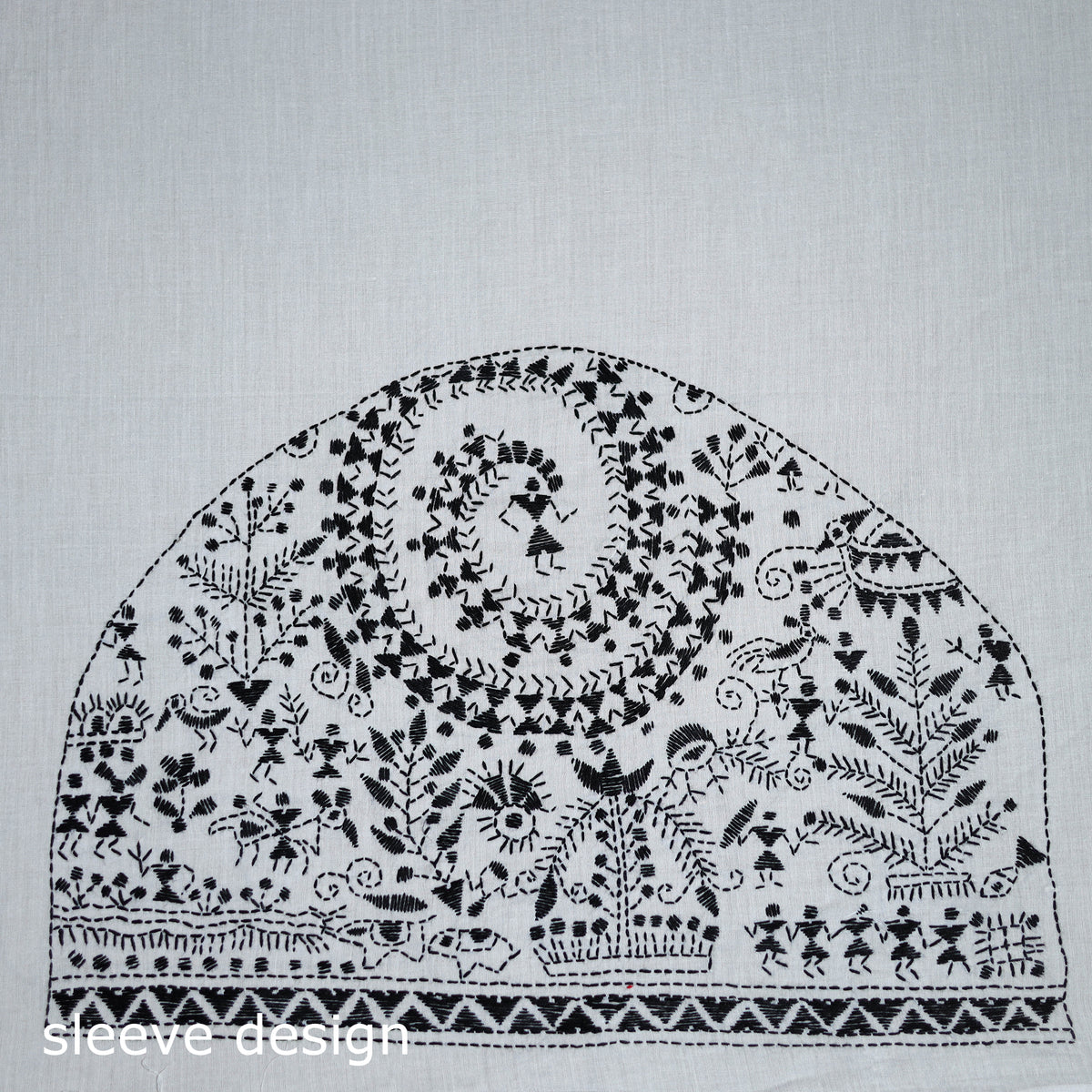 Bengal Kantha Hand Embroidered Cotton Blouse Piece 89