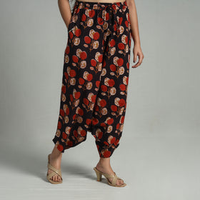Black - bagru cotton elasticated harem pant 11 - handcrafted