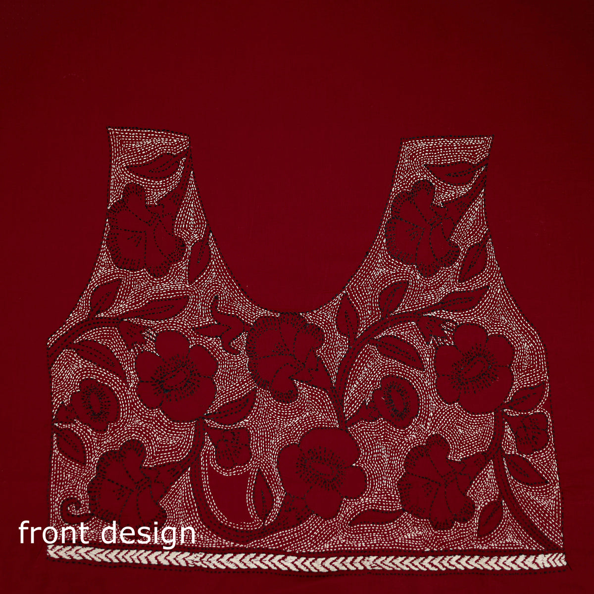 Bengal Kantha Hand Embroidered Cotton Blouse Piece 88